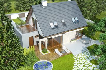 Projekt domu Tim G1 (wersja A) - parterowy z poddaszem dom o powierzchni 104,26 m², dach dwuspadowy - ujęcie 3