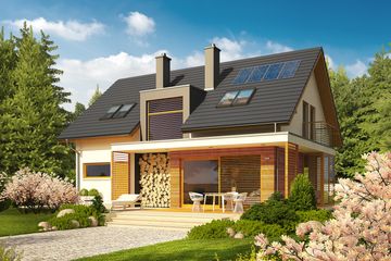 Projekt domu Katja - parterowy z poddaszem dom o powierzchni 143,26 m², dach dwuspadowy - ujęcie 3