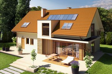  Projekt domu E6 G1 (wersja B) economic (WRC2117) - projekt domu parterowego z poddaszem - Zdjęcie 3