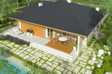Projekt domu Flori II G1 - parterowy dom o powierzchni 115,45 m², dach kopertowy - ujęcie 3