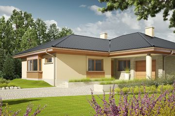 Projekt domu Alan G1 - parterowy dom o powierzchni 141,80 m², dach kopertowy - ujęcie 3
