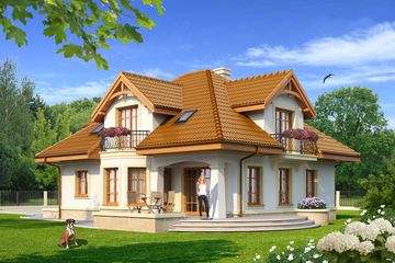  Projekt domu pod jaskółką (KRS1000) - projekt domu parterowego z poddaszem - Zdjęcie 2