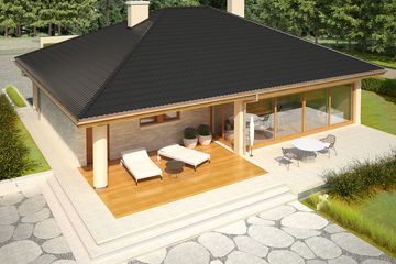 Projekt domu Alan III G1 - parterowy dom o powierzchni 137,07 m², dach kopertowy - ujęcie 3