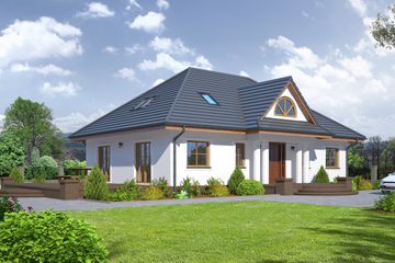  Projekt domu Chmielniki średnie 11 (KRP1735) - projekt domu parterowego z poddaszem - Zdjęcie 1