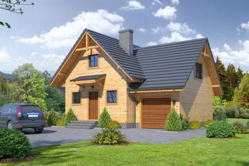  Projekt domu Gładyszów wąski dws (KRP1739) - projekt domu parterowego z poddaszem - Zdjęcie 1