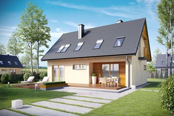 Projekt domu E11 III economic - parterowy z poddaszem dom o powierzchni 99,90 m², dach dwuspadowy - ujęcie 3