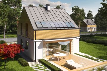 Projekt domu E3 economic (wersja B) - parterowy z poddaszem dom o powierzchni 101,20 m², dach dwuspadowy - ujęcie 3