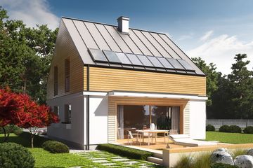 Projekt domu E3 economic (wersja B) - parterowy z poddaszem dom o powierzchni 101,20 m², dach dwuspadowy - ujęcie 4