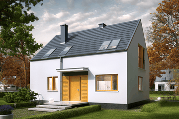 Projekt domu E12 economic - parterowy z poddaszem dom o powierzchni 101,69 m², dach dwuspadowy - ujęcie 3