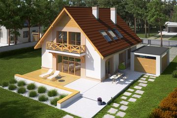  Projekt domu E9 soft (z wiatą) energo (WRC2542) - projekt domu parterowego z poddaszem - Zdjęcie 3