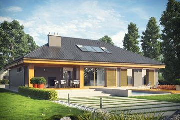 Projekt domu Gabriel G1 multi-comfort - parterowy dom o powierzchni 123,24 m², dach kopertowy - ujęcie 2