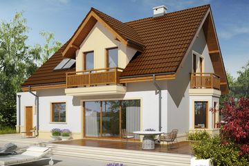 Projekt domu Mati III G1 Mocca - parterowy z poddaszem dom o powierzchni 127,51 m², dach dwuspadowy - ujęcie 2