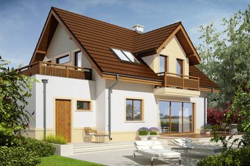 Projekt domu Mati III G1 Mocca - parterowy z poddaszem dom o powierzchni 127,51 m², dach dwuspadowy - ujęcie 3