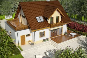 Projekt domu Mati III G1 Mocca - parterowy z poddaszem dom o powierzchni 127,51 m², dach dwuspadowy - ujęcie 4