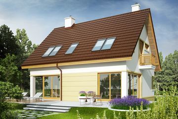 Projekt domu Tim III Mocca - parterowy z poddaszem dom o powierzchni 103,83 m², dach dwuspadowy - ujęcie 3