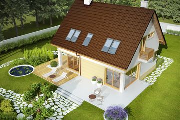 Projekt domu Tim III Mocca - parterowy z poddaszem dom o powierzchni 103,83 m², dach dwuspadowy - ujęcie 4