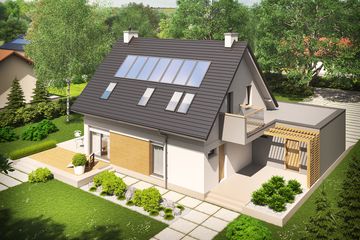 Projekt domu Tobiasz II G2 multi-comfort - parterowy z poddaszem dom o powierzchni 116,47 m², dach dwuspadowy - ujęcie 3