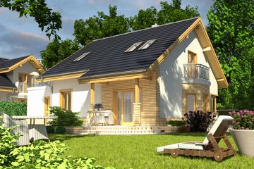  Projekt domu Puszczyk z garażem 1-st. [A] (WRF1574) - projekt domu parterowego z poddaszem - Zdjęcie 2