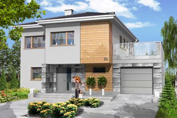  Projekt domu Oskar z garażem 1-st. [A] (WRF1429) - projekt domu z pełnym piętrem - Zdjęcie 3