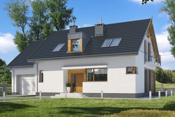  Projekt domu E-161 (WAX1056) - projekt domu parterowego z poddaszem - Zdjęcie 1