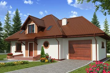  Projekt domu Cyrkon (WOW1003) - projekt domu parterowego z poddaszem - Zdjęcie 1