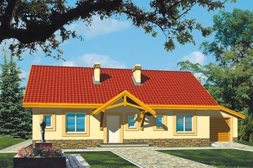  Projekt domu Gienia energo+ wersja B z garażem pojedynczym strop drewniany (WRD2354) - projekt domu parterowego z poddaszem - Zdjęcie 1