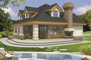 Projekt domu Lawenda 2 wersja A paliwo stałe (WRD2374) - projekt domu parterowego z poddaszem - Zdjęcie 1