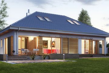 Projekt domu E-154 - parterowy dom o powierzchni 115,10 m², dach wielospadowy - ujęcie 2