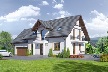  Projekt domu Biskupice 25 (KRP1751) - projekt domu parterowego z poddaszem - Zdjęcie 1