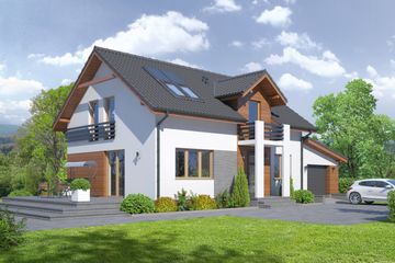  Projekt domu Dziekanowice 34 (KRP1756) - projekt domu parterowego z poddaszem - Zdjęcie 1