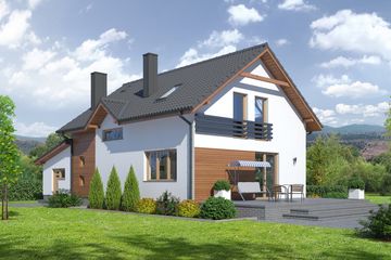  Projekt domu Dziekanowice 34 (KRP1756) - projekt domu parterowego z poddaszem - Zdjęcie 2