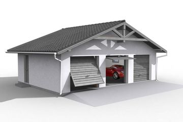  Projekt garażu G5 szkielet drewniany, garaż trzystanowiskowy (SLN2348) - projekt garażu parterowego - Zdjęcie 1