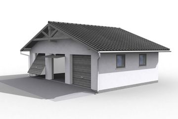  Projekt garażu G5 szkielet drewniany, garaż trzystanowiskowy (SLN2348) - projekt garażu parterowego - Zdjęcie 2