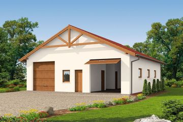  Projekt garażu G51 szkielet drewniany, budynek garażowy (SLN2351) - projekt garażu parterowego - Zdjęcie 1