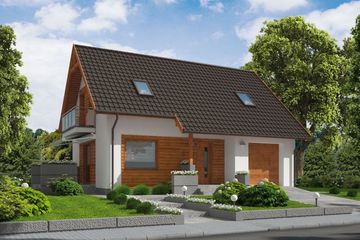  Projekt domu Katania 2 szkielet drewniany, dom jednorodzinny z poddaszem użytkowym (SLN2355) - projekt domu parterowego z poddaszem - Zdjęcie 1