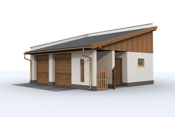  Projekt garażu G97 szkielet drewniany, garaż dwustanowiskowy (SLN2358) - projekt garażu parterowego - Zdjęcie 1