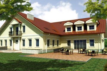  Projekt domu weselnego Restauracja z hotelem (SLO1045) - projekt domu parterowego z poddaszem - Zdjęcie 2