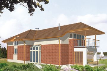 Projekt domu Agat - parterowy z poddaszem dom o powierzchni 185,40 m², dach wielospadowy - ujęcie frontu