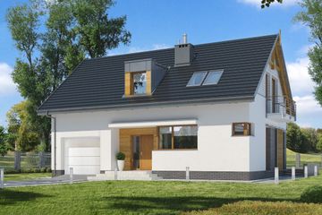 Projekt domu E-159 (WAX1064) - projekt domu parterowego z poddaszem - Zdjęcie 1