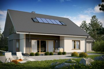 Projekt domu D34A - parterowy z poddaszem dom o powierzchni 134,86 m², dach dwuspadowy - ujęcie 3