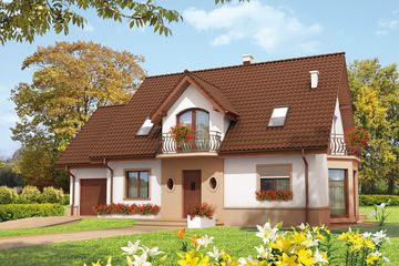  Projekt domu Kajka G1 Mocca (WRC2565) - projekt domu parterowego z poddaszem - Zdjęcie 1