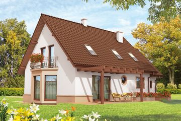  Projekt domu Kajka G1 Mocca (WRC2565) - projekt domu parterowego z poddaszem - Zdjęcie 2