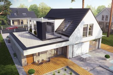 Projekt domu Neo G1 energo plus - parterowy z poddaszem dom o powierzchni 176,50 m², dach dwuspadowy - ujęcie 3