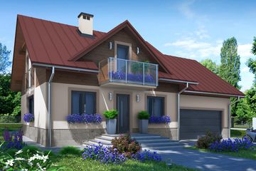  Projekt domu w Oregonie 2G (KRN1071) - projekt domu parterowego z poddaszem - Zdjęcie 1