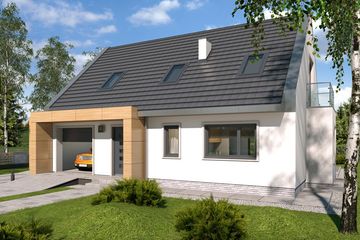 Projekt domu Victor bw - parterowy z poddaszem dom o powierzchni 129,90 m², dach dwuspadowy - ujęcie 3