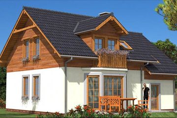 Projekt domu L-17 Dom poznańska - szkieletowy - parterowy z poddaszem dom o powierzchni 124,60 m², dach dwuspadowy - ujęcie 3
