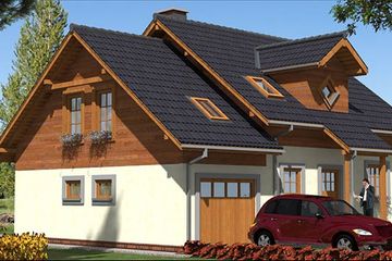 Projekt domu L-17 Dom poznańska - szkieletowy - parterowy z poddaszem dom o powierzchni 124,60 m², dach dwuspadowy - ujęcie 4