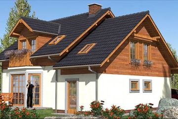 Projekt domu L-17 Dom poznańska - szkieletowy - parterowy z poddaszem dom o powierzchni 124,60 m², dach dwuspadowy - ujęcie 5