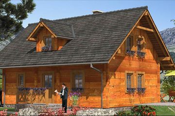  Projekt domu L-29 Dom z bali (BBD1036) - projekt domu parterowego z poddaszem - Zdjęcie 3