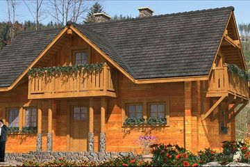 Projekt domu L-71 Dom rolna - z bali - parterowy z poddaszem dom o powierzchni 118,20 m², dach dwuspadowy - ujęcie 3
